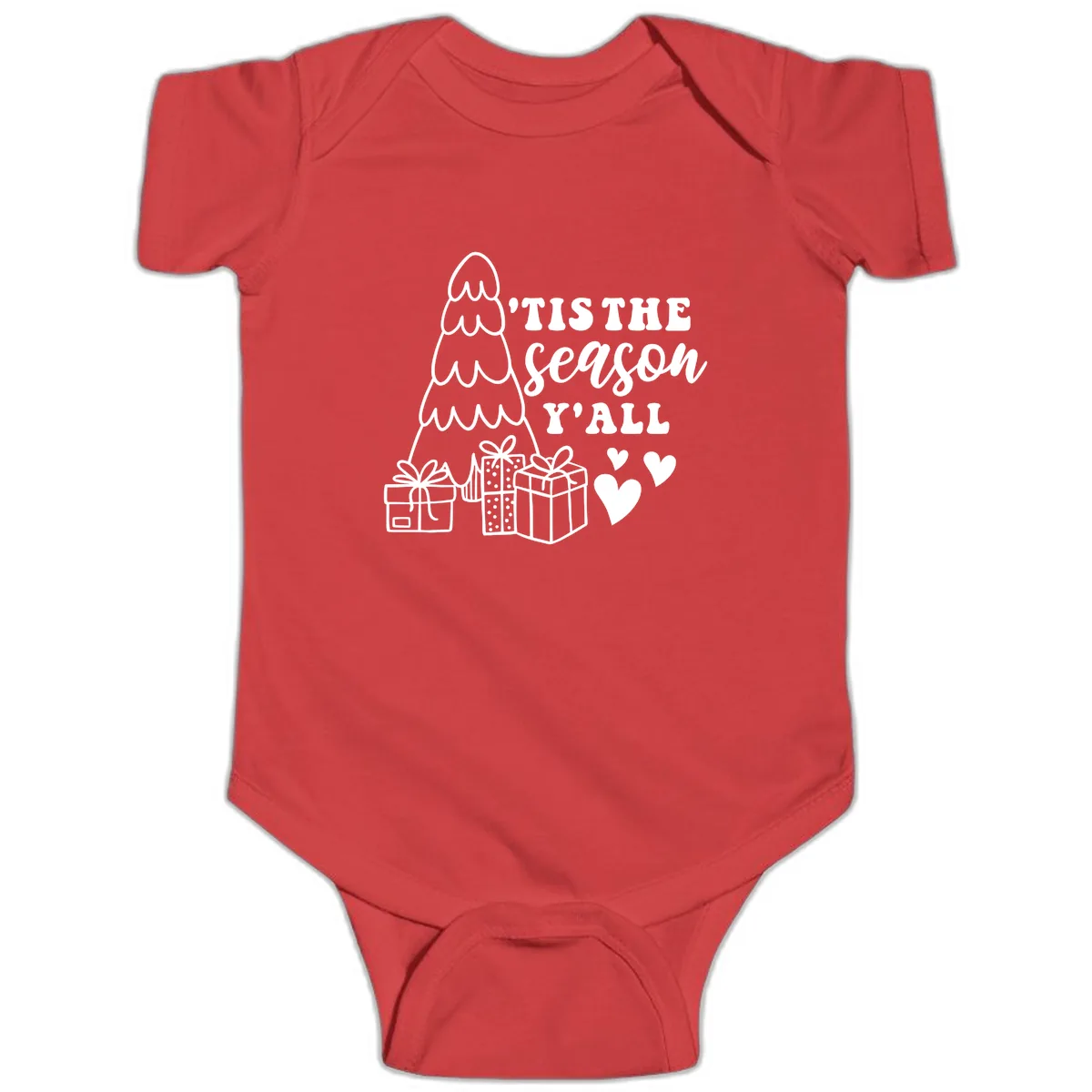 Tis The Season Y'all Holiday Design Baby Onesie in Red