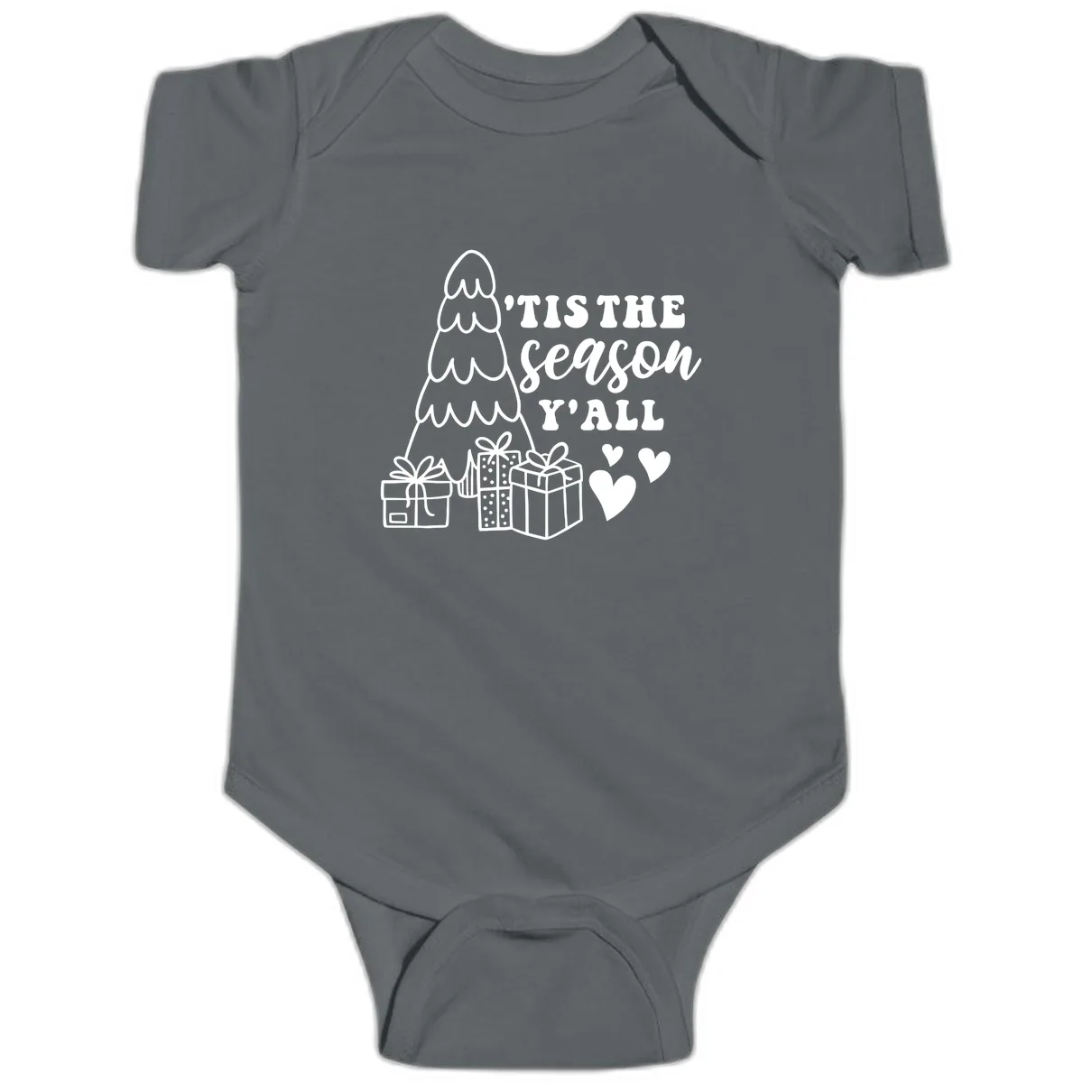 Tis The Season Y'all Holiday Design Baby Onesie in Charcoal