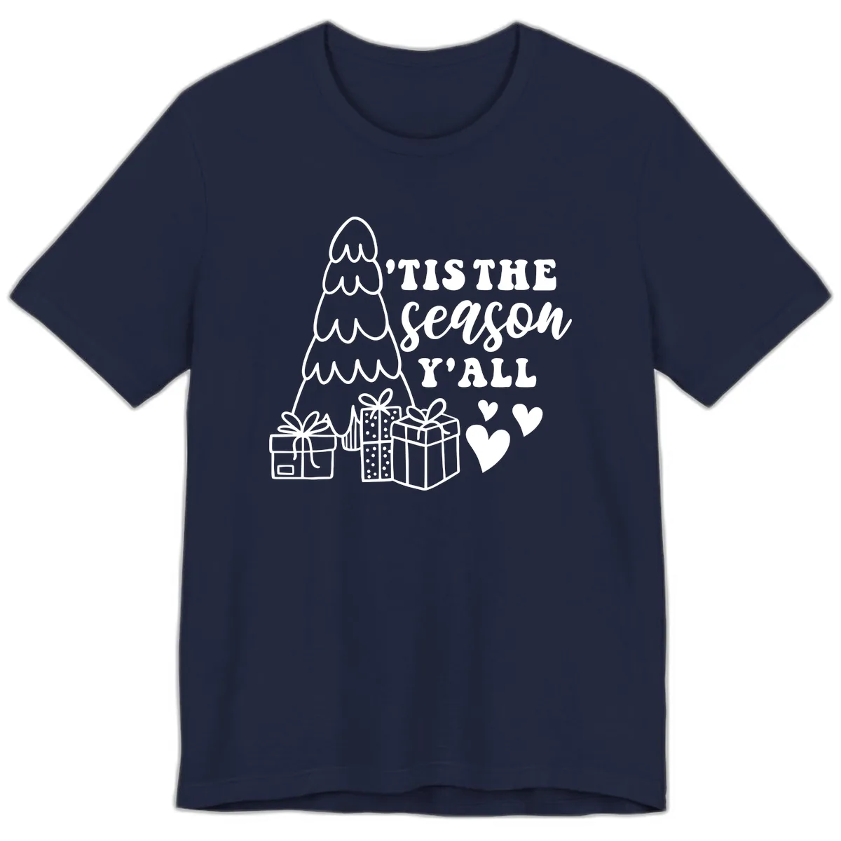 Tis The Season Y'all Holiday Design Premium T-Shirt in Navy