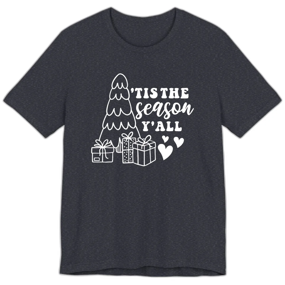 Tis The Season Y'all Holiday Design Premium T-Shirt in Heather Navy