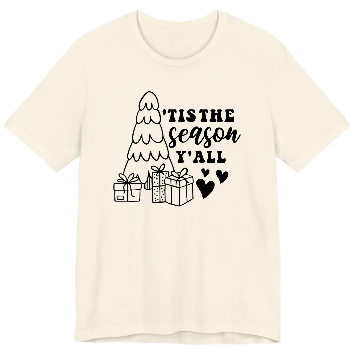 Tis The Season Y'all Holiday Design Premium T-Shirt in Natural