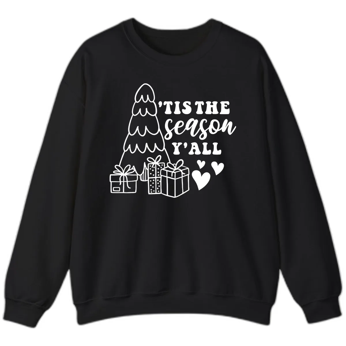 Tis The Season Y'all Holiday Design Sweatshirt in Black