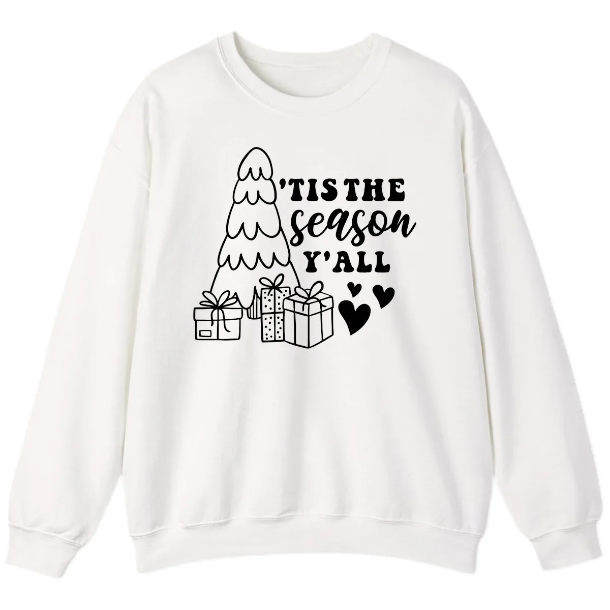 Tis The Season Y'all Holiday Design Sweatshirt in White