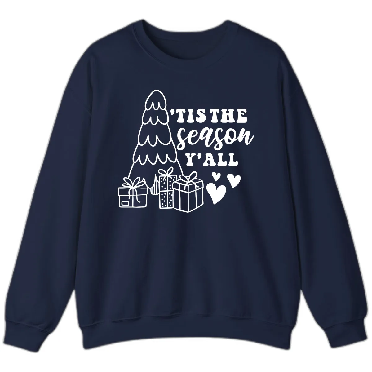 Tis The Season Y'all Holiday Design Sweatshirt in Navy