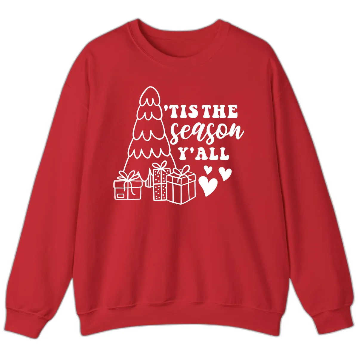 Tis The Season Y'all Holiday Design Sweatshirt in Red