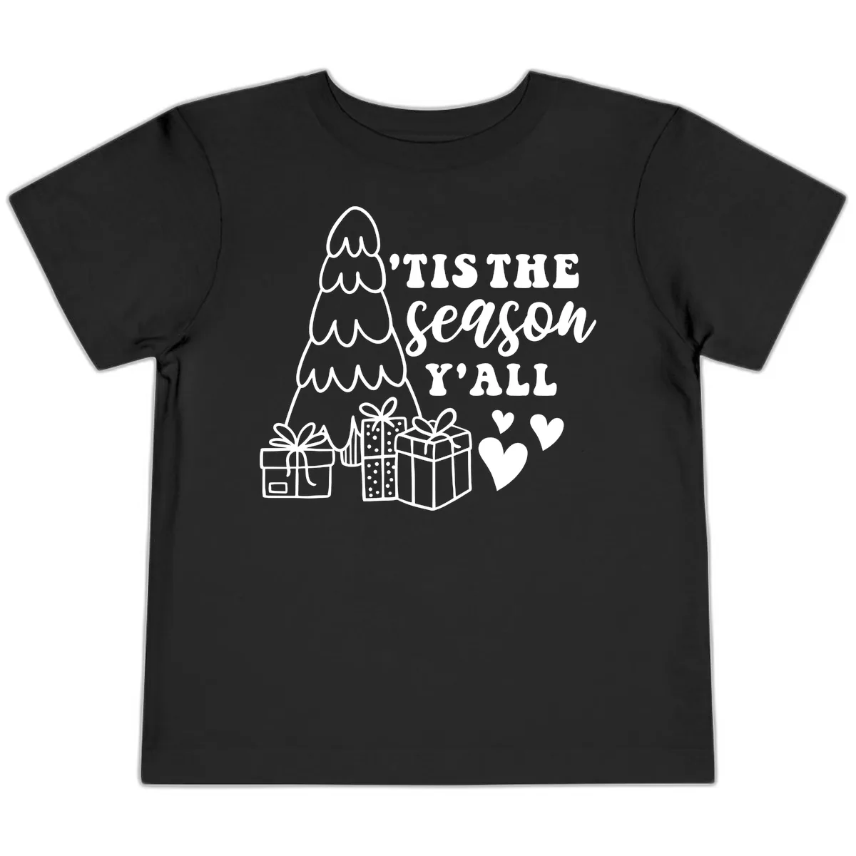 Tis The Season Y'all Holiday Design Toddler T-Shirt in Black