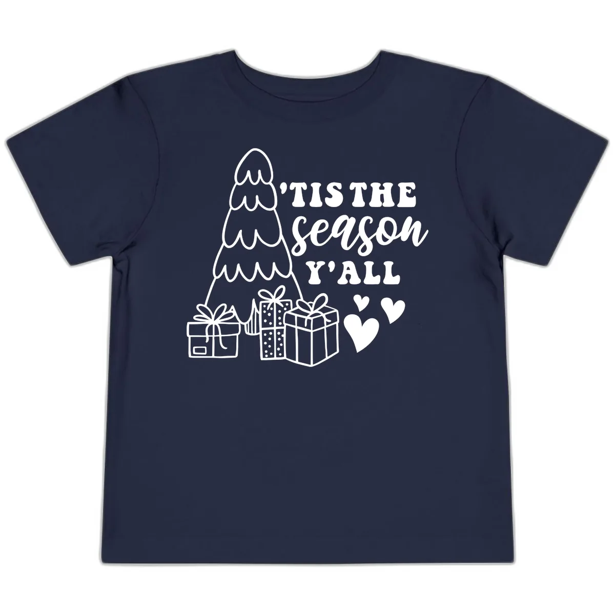 Tis The Season Y'all Holiday Design Toddler T-Shirt in Navy