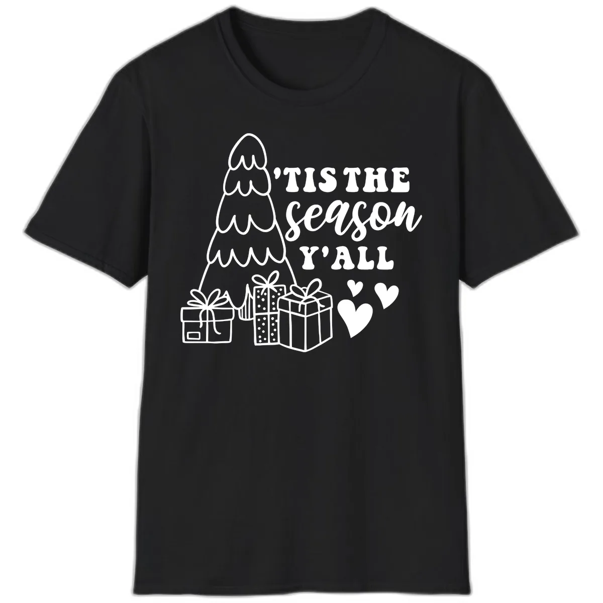 Tis The Season Y'all Holiday Design T-Shirt in Black