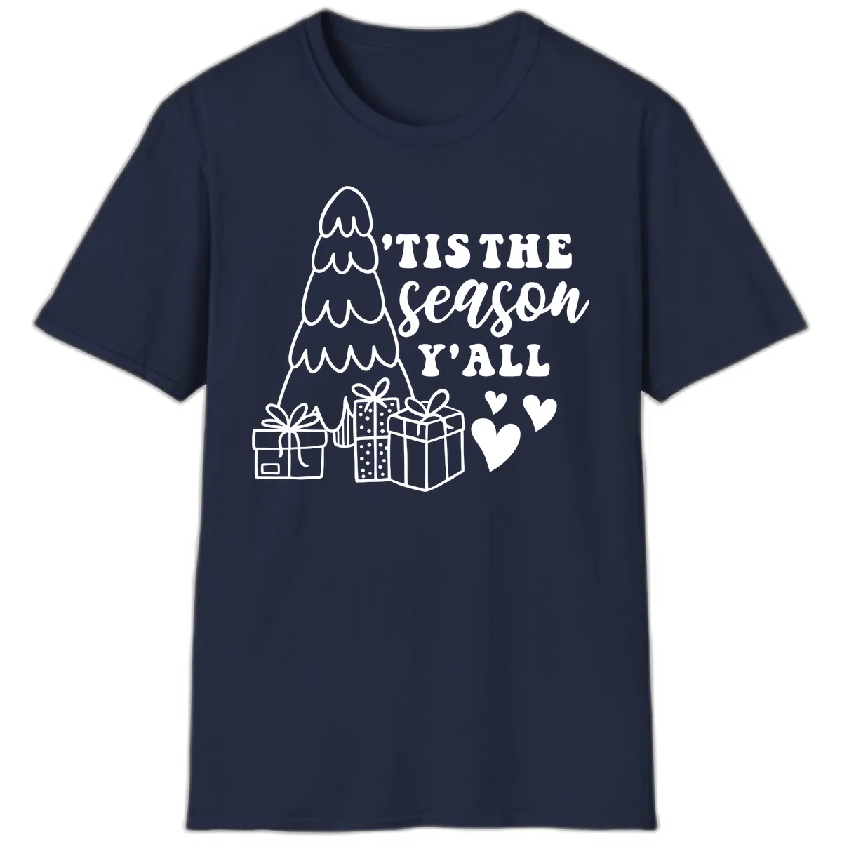 Tis The Season Y'all Holiday Design T-Shirt in Navy
