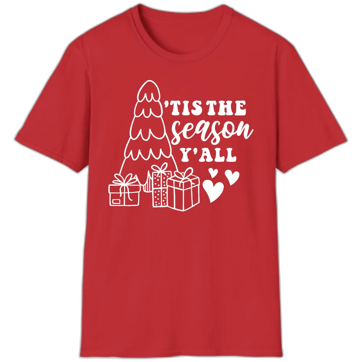 Tis The Season Y'all Holiday Design T-Shirt in Red