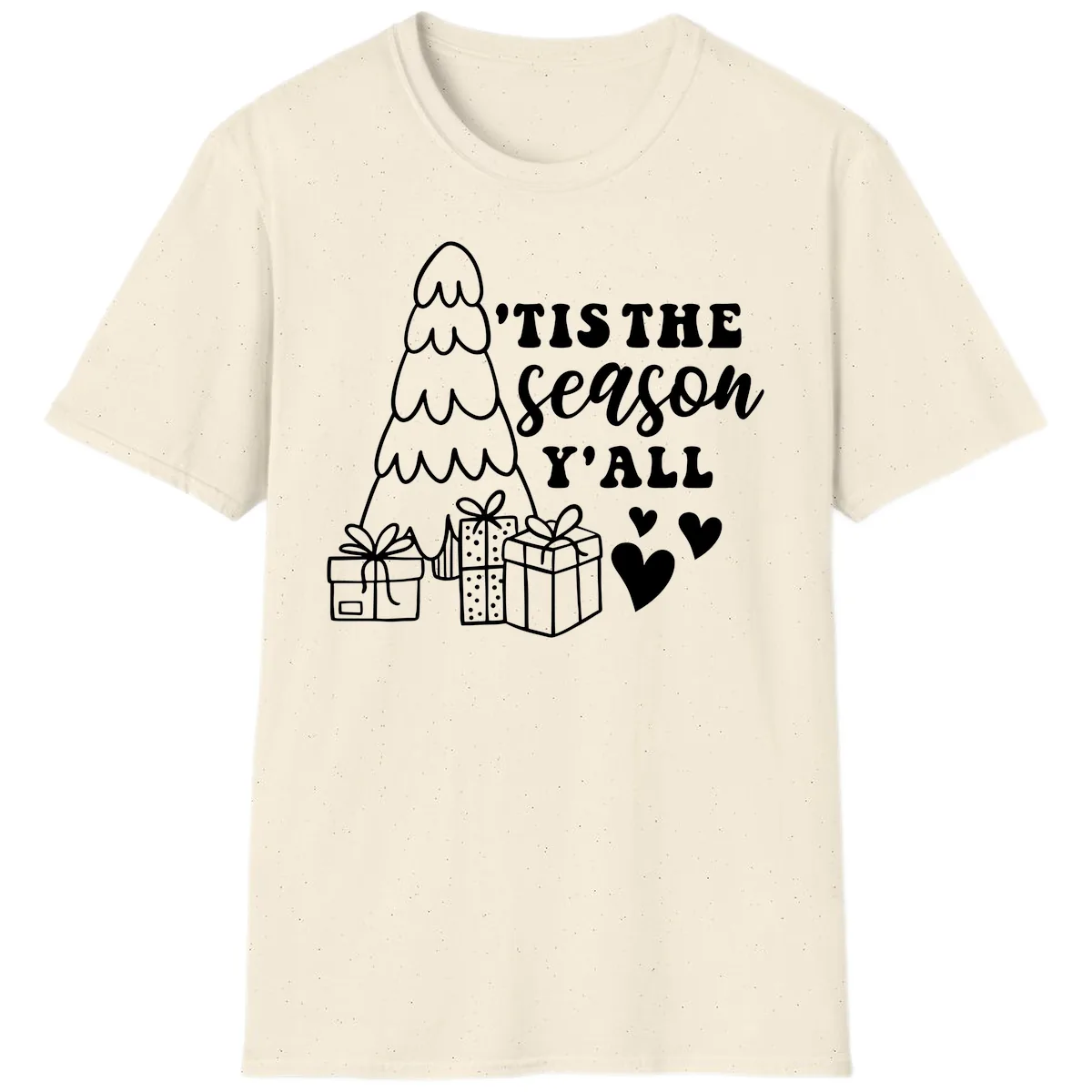 Tis The Season Y'all Holiday Design T-Shirt in Natural