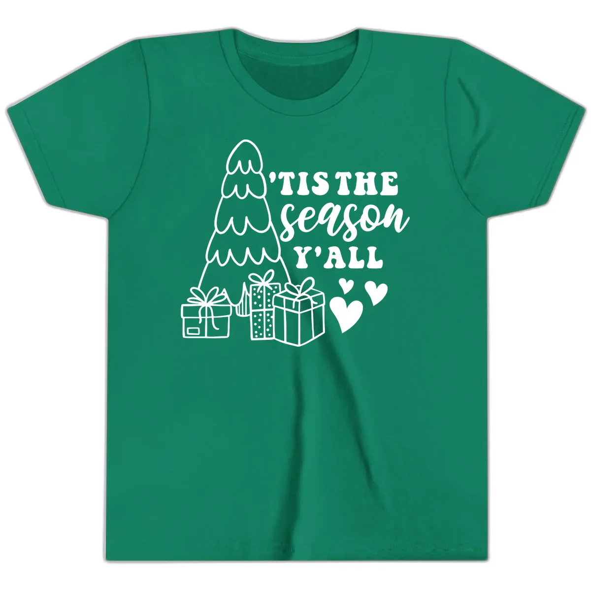 Tis The Season Y'all Holiday Design Youth T-Shirt in Kelly