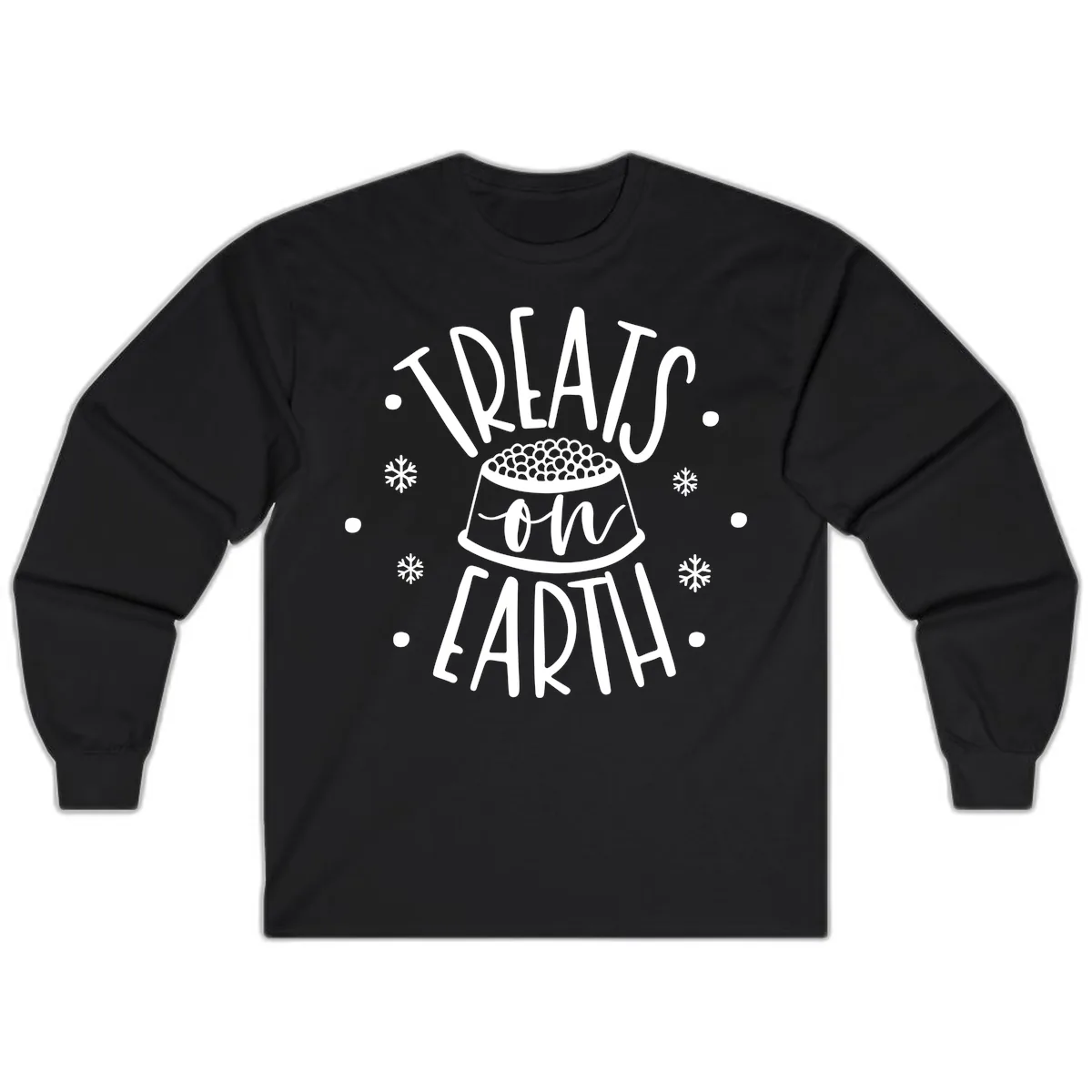 Treats On Earth Holiday Pet Design Long Sleeve in Black