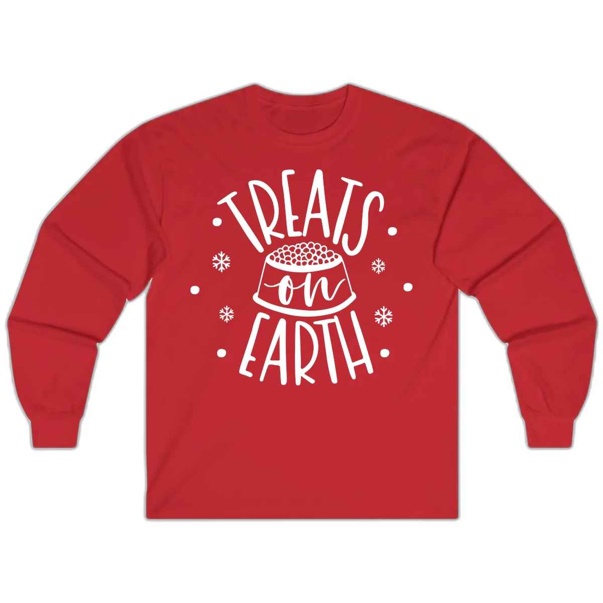 Treats On Earth Holiday Pet Design Long Sleeve in Red