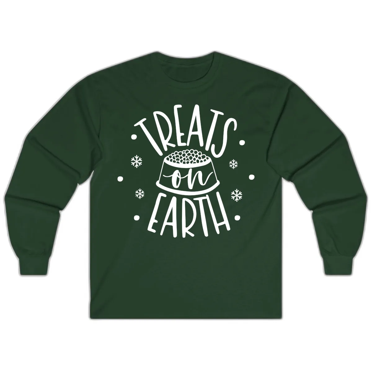 Treats On Earth Holiday Pet Design Long Sleeve in Forest Green