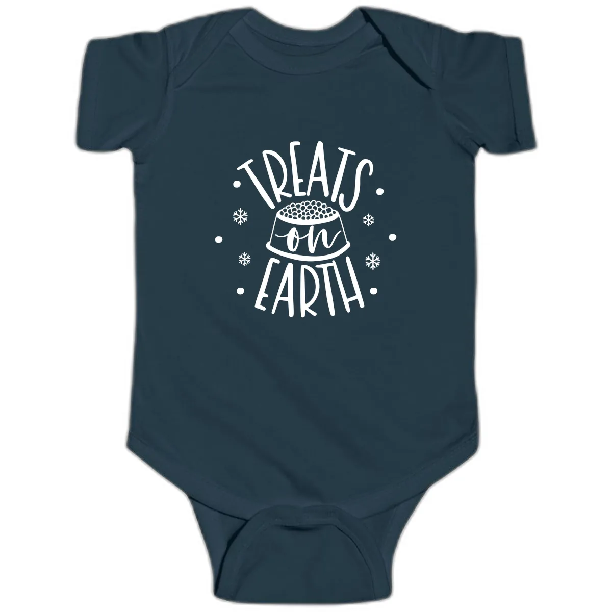 Treats On Earth Holiday Pet Design Baby Onesie in Navy