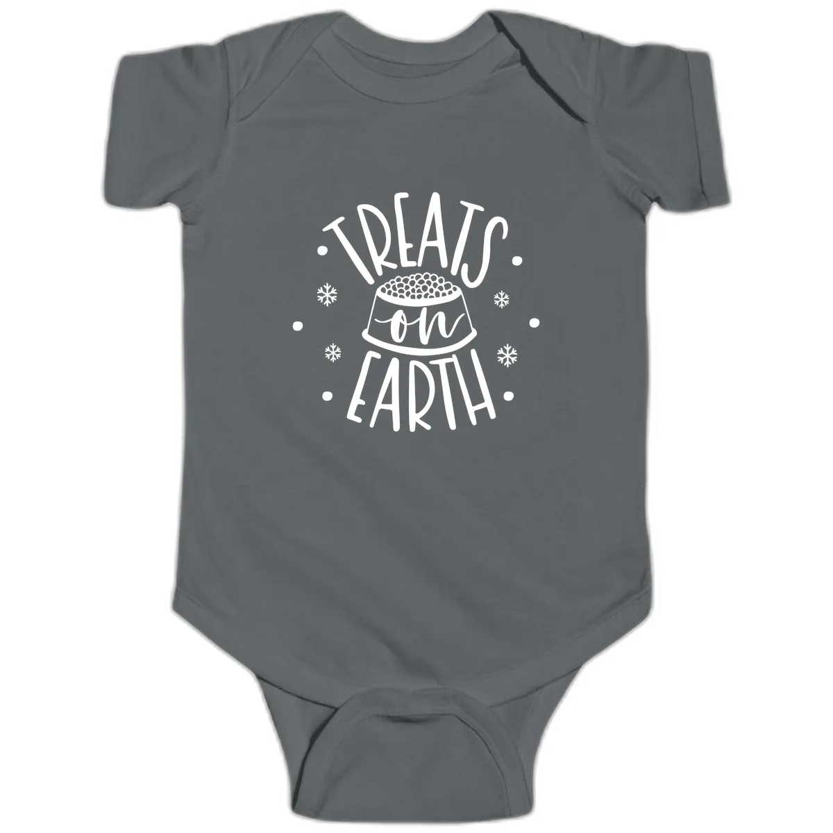 Treats On Earth Holiday Pet Design Baby Onesie in Charcoal