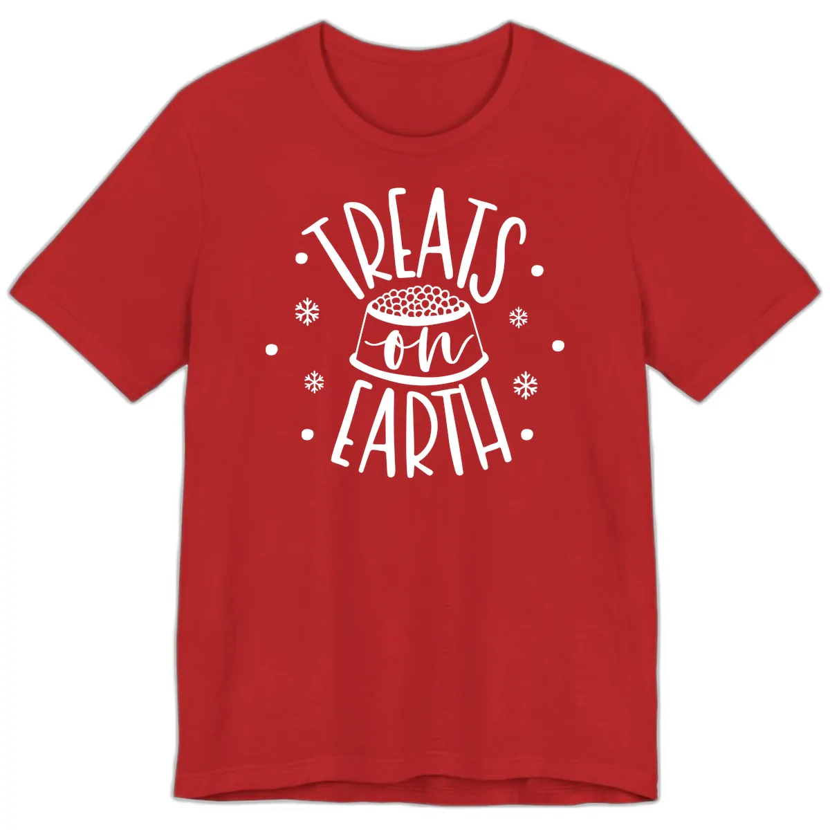 Treats On Earth Holiday Pet Design Premium T-Shirt in Red