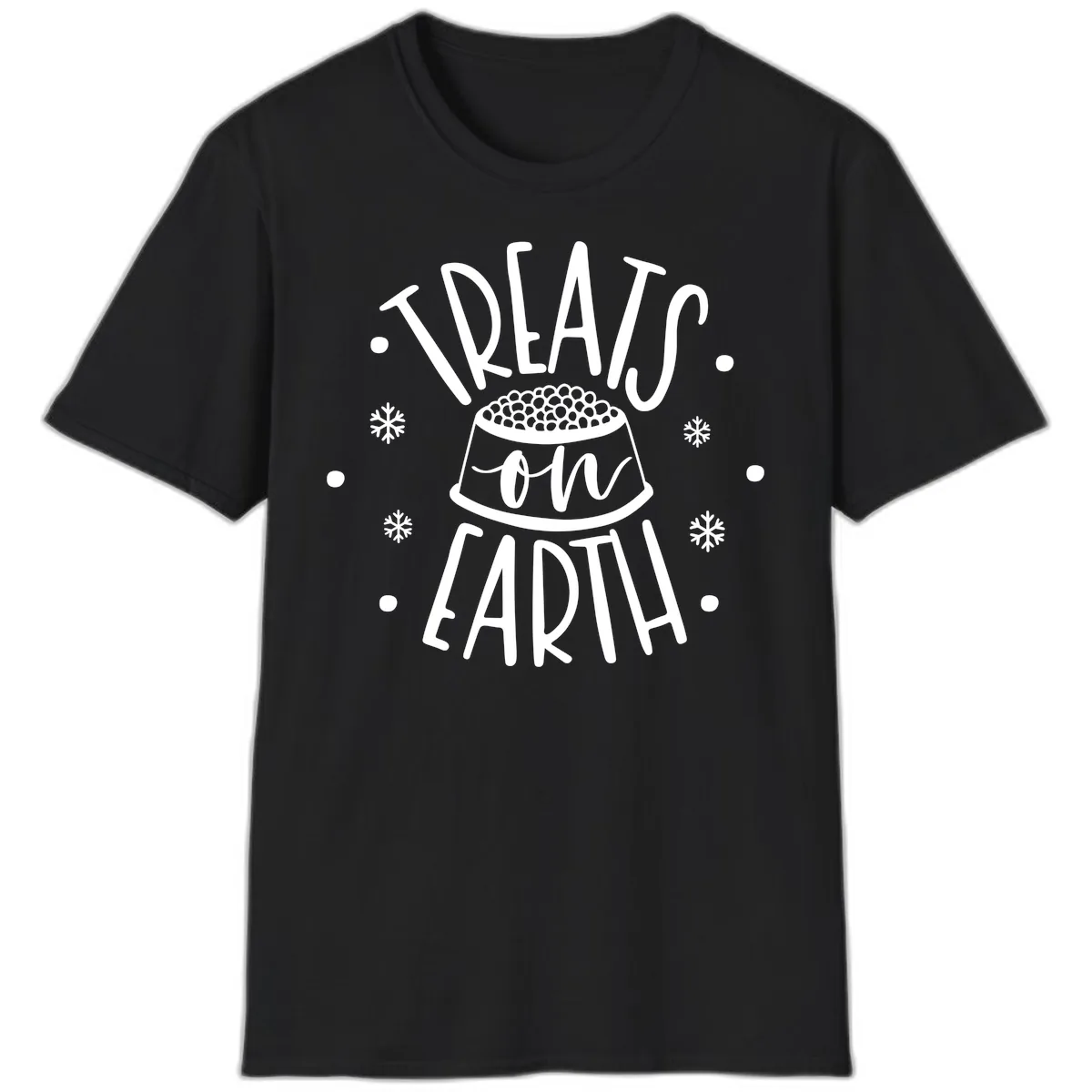 Treats On Earth Holiday Pet Design T-Shirt in Black