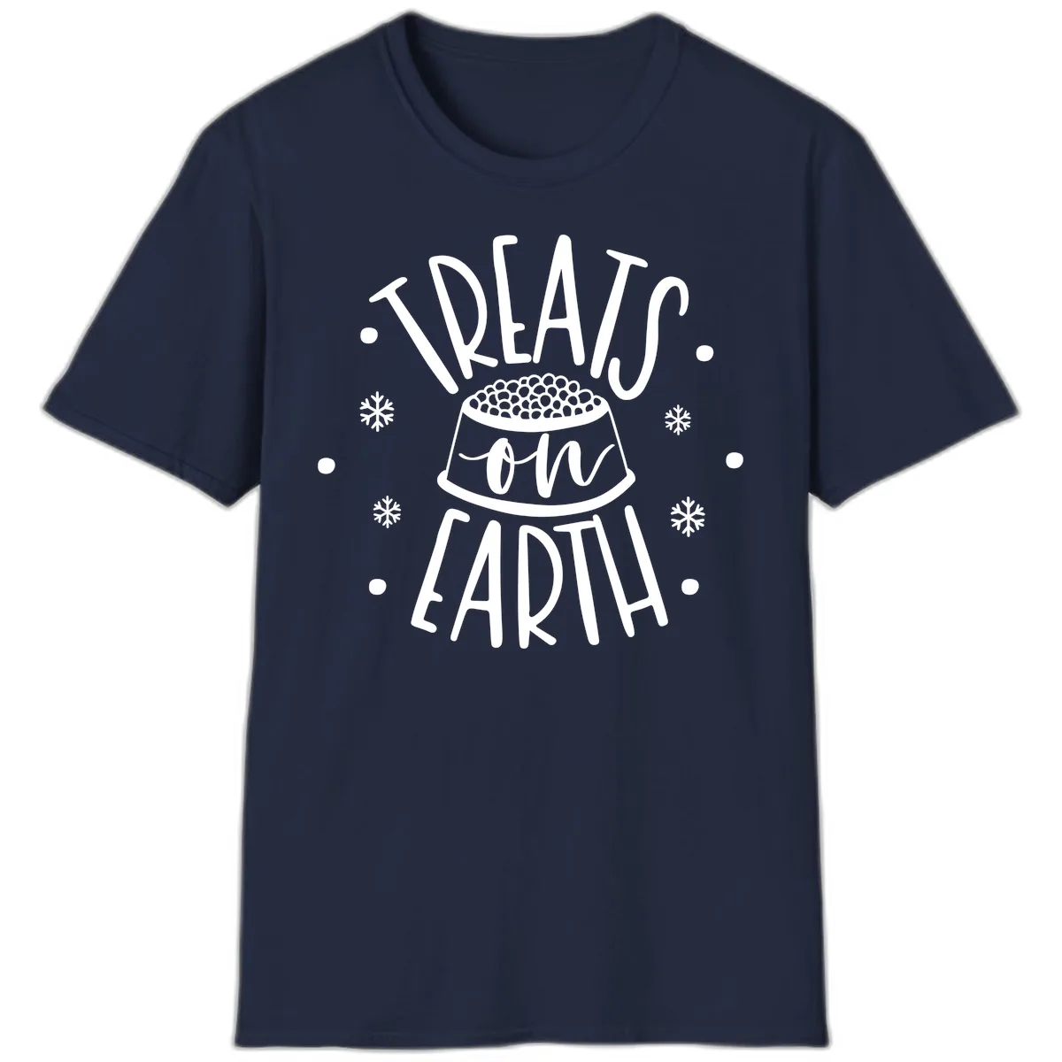 Treats On Earth Holiday Pet Design T-Shirt in Navy
