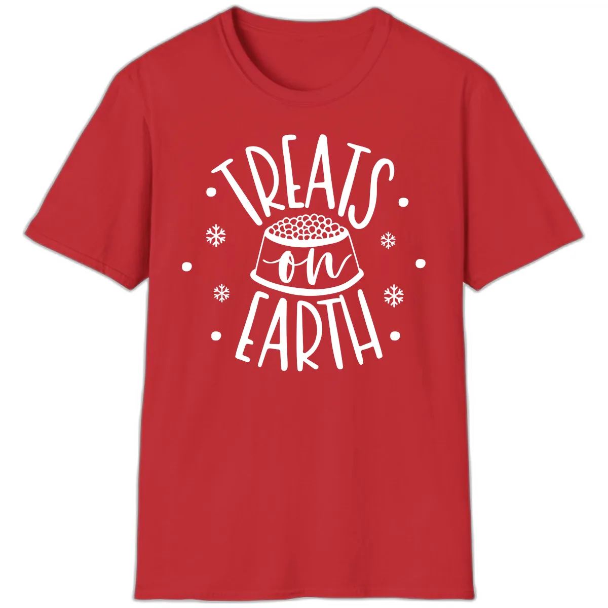 Treats On Earth Holiday Pet Design T-Shirt in Red