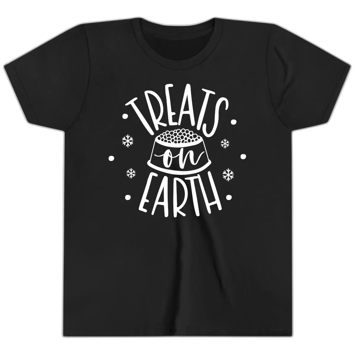 Treats On Earth Holiday Pet Design Youth T-Shirt in Black