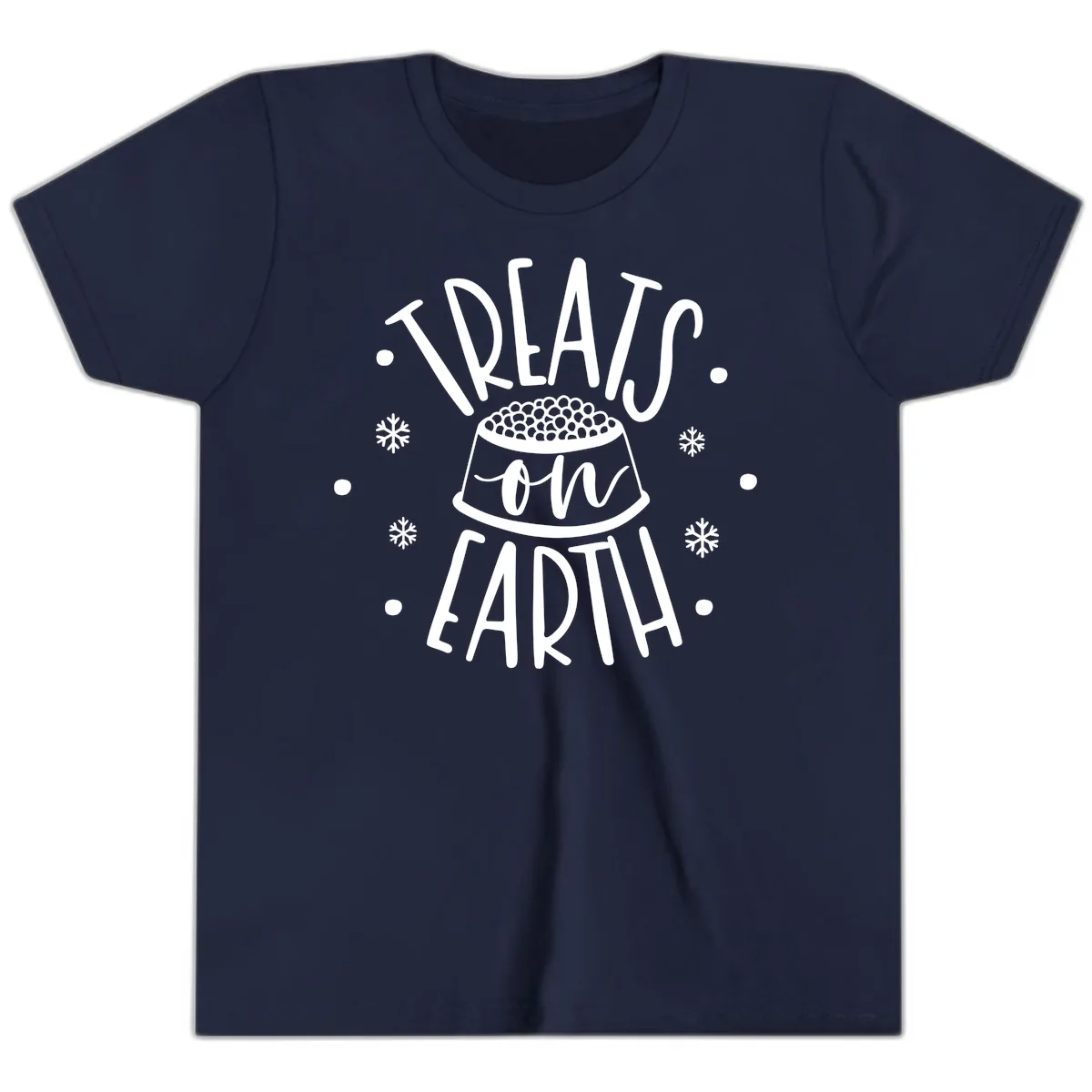 Treats On Earth Holiday Pet Design Youth T-Shirt in Navy