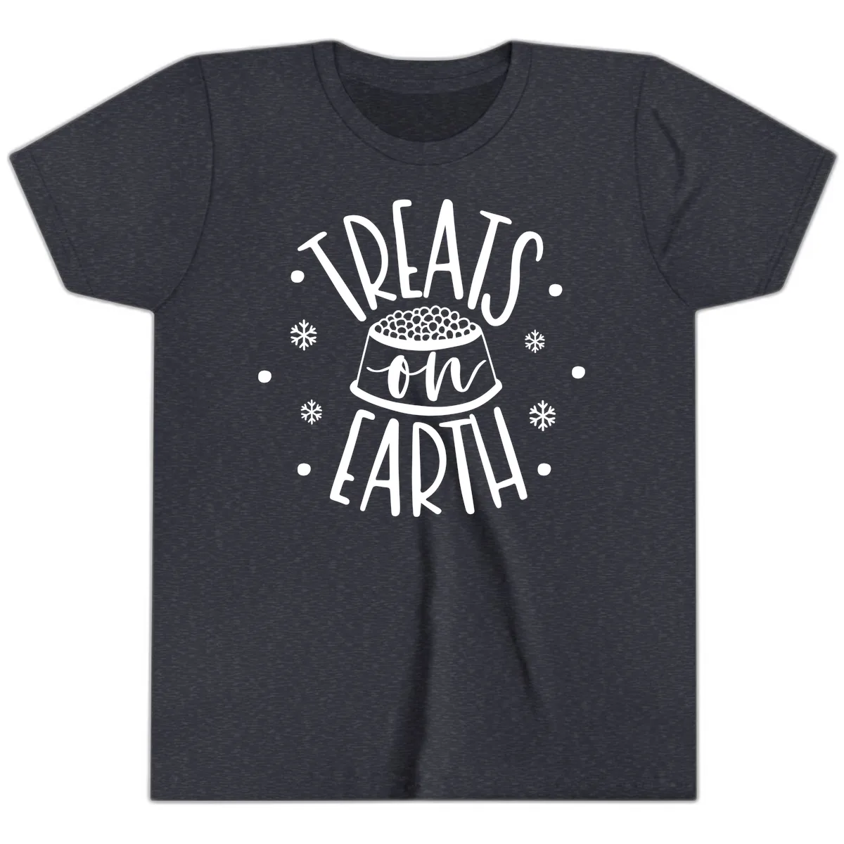 Treats On Earth Holiday Pet Design Youth T-Shirt in Heather Navy