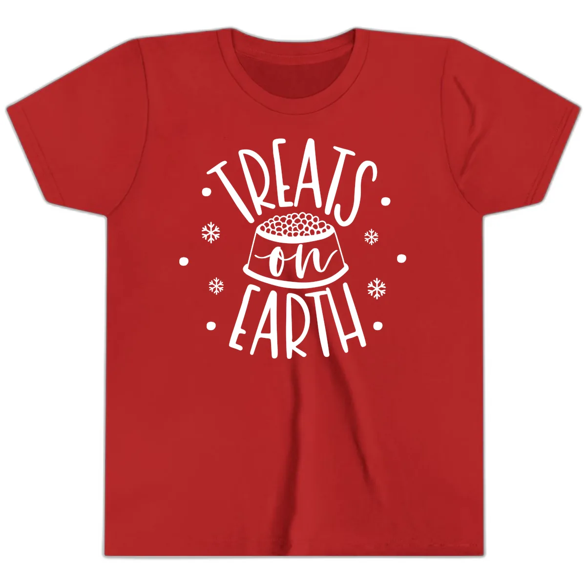 Treats On Earth Holiday Pet Design Youth T-Shirt in Red