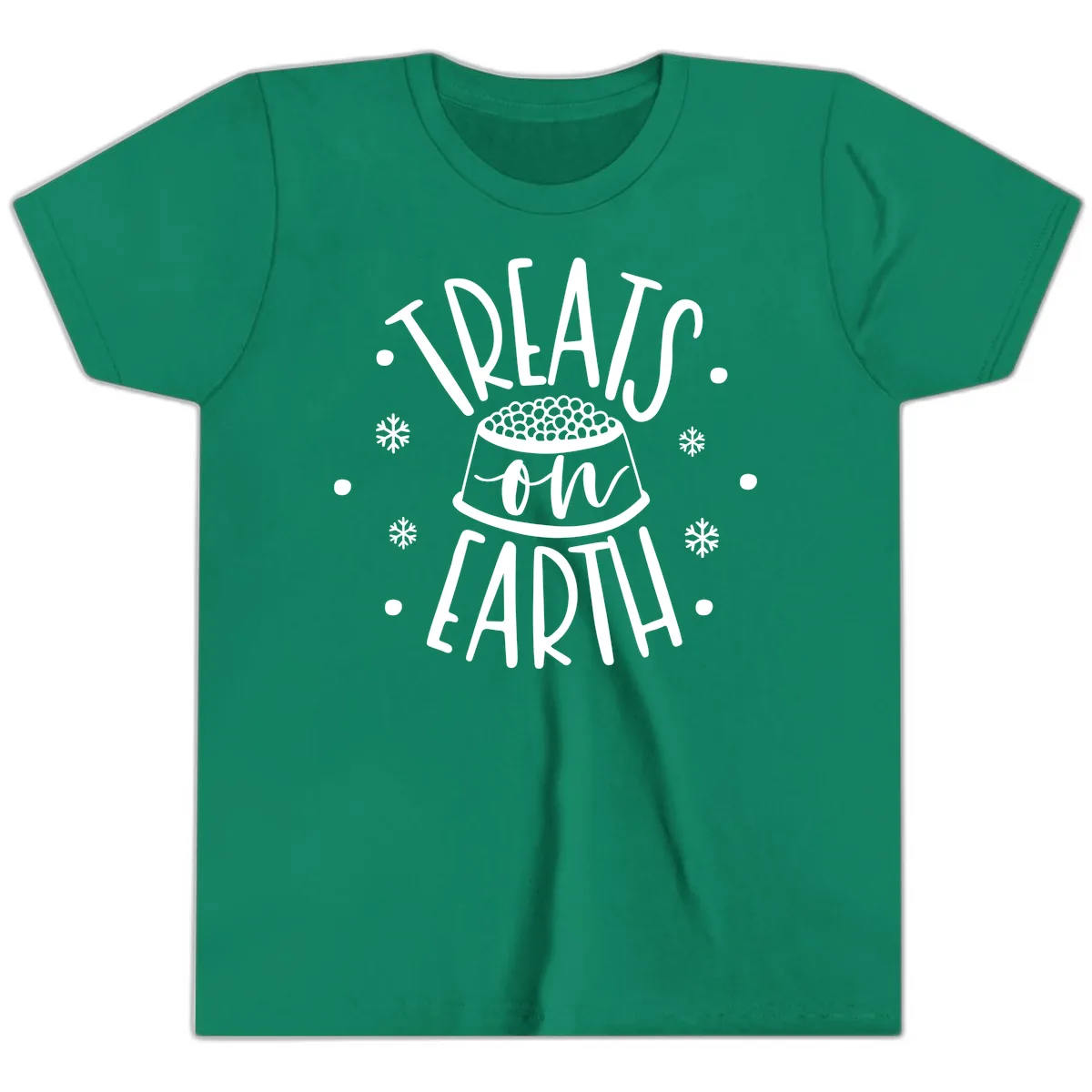Treats On Earth Holiday Pet Design Youth T-Shirt in Kelly