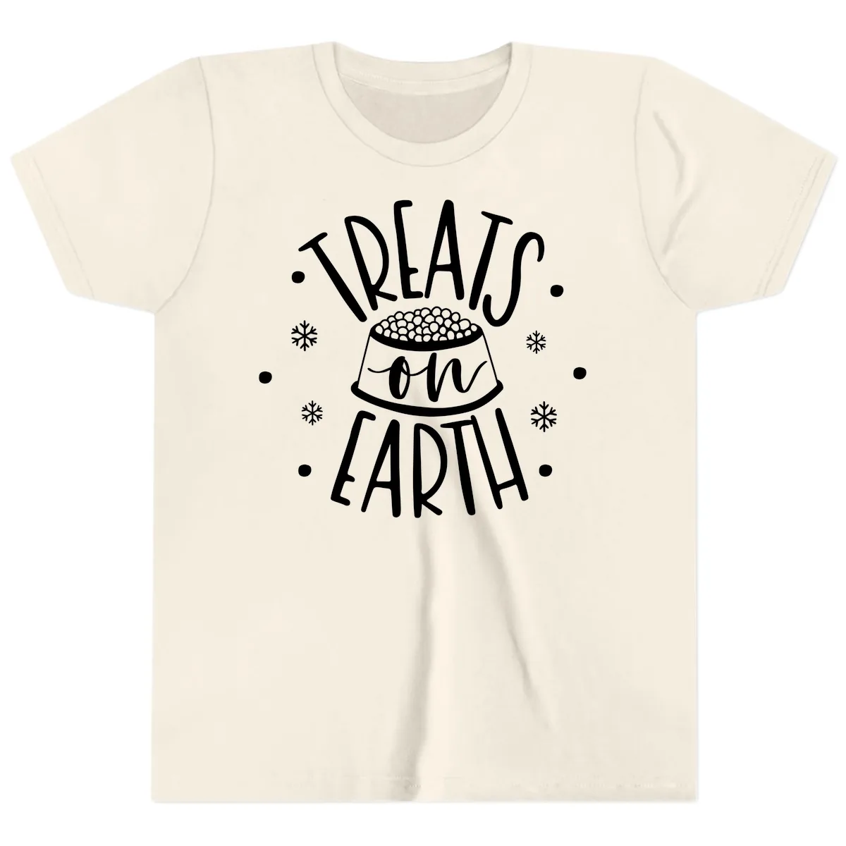 Treats On Earth Holiday Pet Design Youth T-Shirt in Natural
