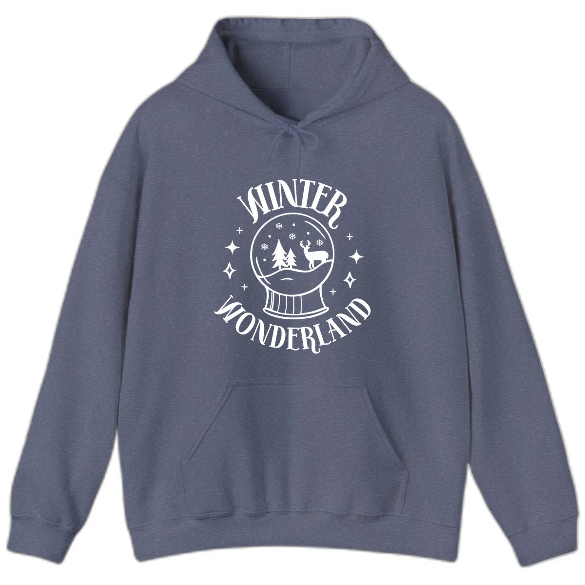 Winter Wonderland Snow Globe Hoodie in Heather Navy