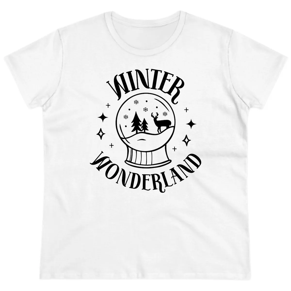 Winter Wonderland Snow Globe Ladies Tee in White