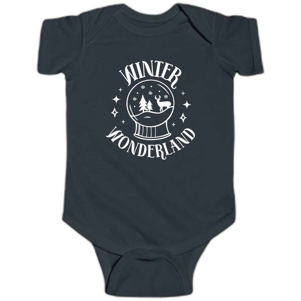 Winter Wonderland Snow Globe Baby Onesie in Black