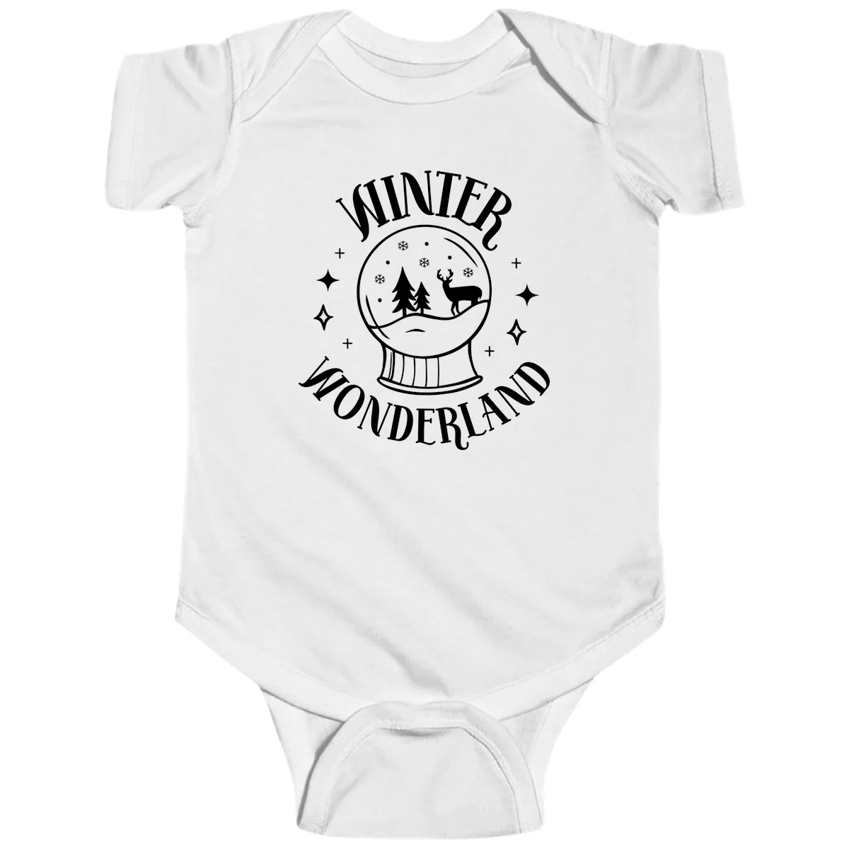 Winter Wonderland Snow Globe Baby Onesie in White