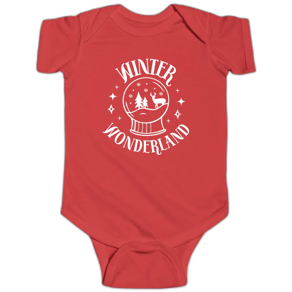 Winter Wonderland Snow Globe Baby Onesie in Red
