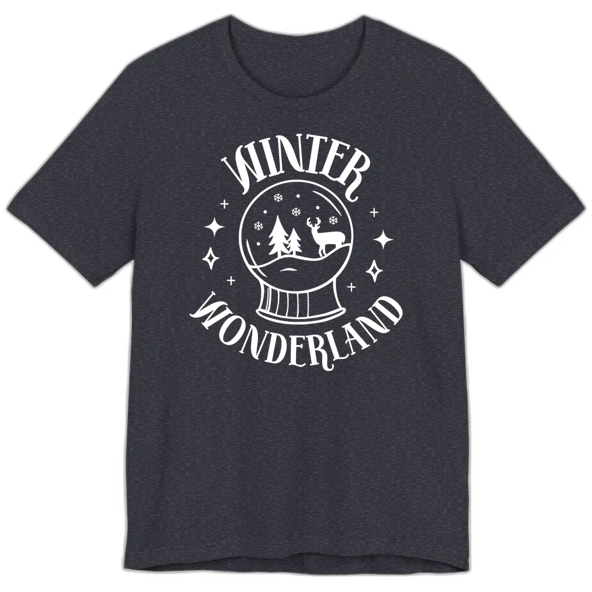 Winter Wonderland Snow Globe Premium T-Shirt in Heather Navy