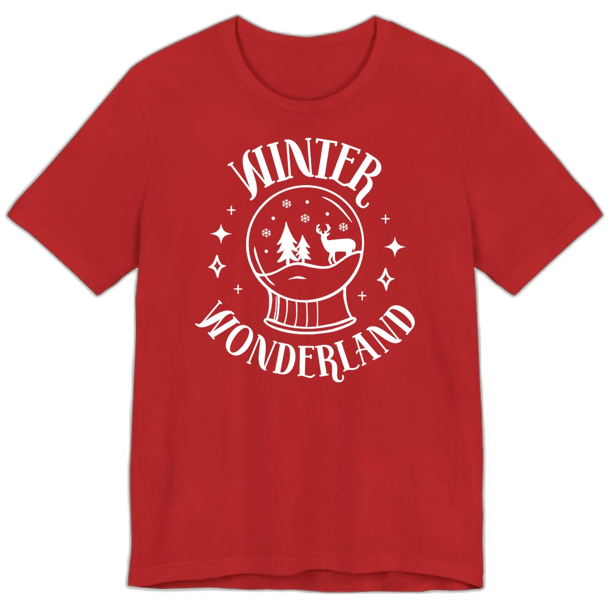 Winter Wonderland Snow Globe Premium T-Shirt in Red