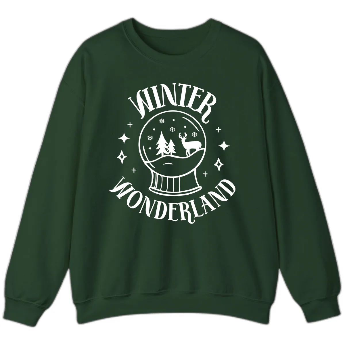 Winter Wonderland Snow Globe Sweatshirt in Forest Green