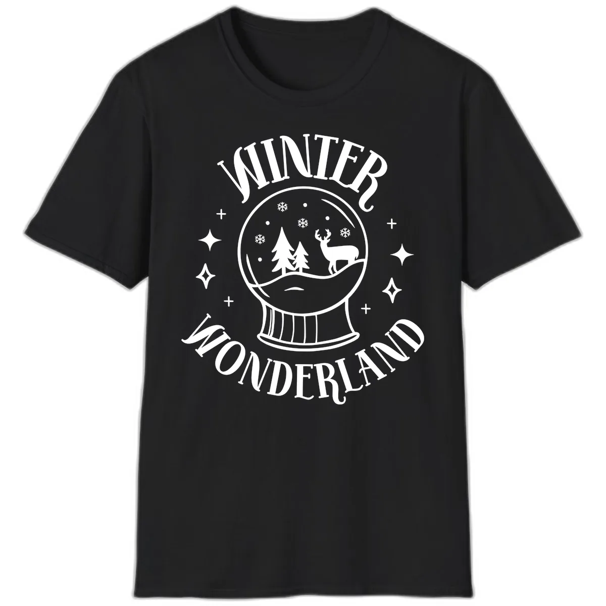 Winter Wonderland Snow Globe T-Shirt in Black