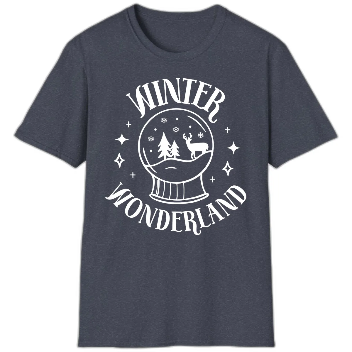 Winter Wonderland Snow Globe T-Shirt in Heather Navy