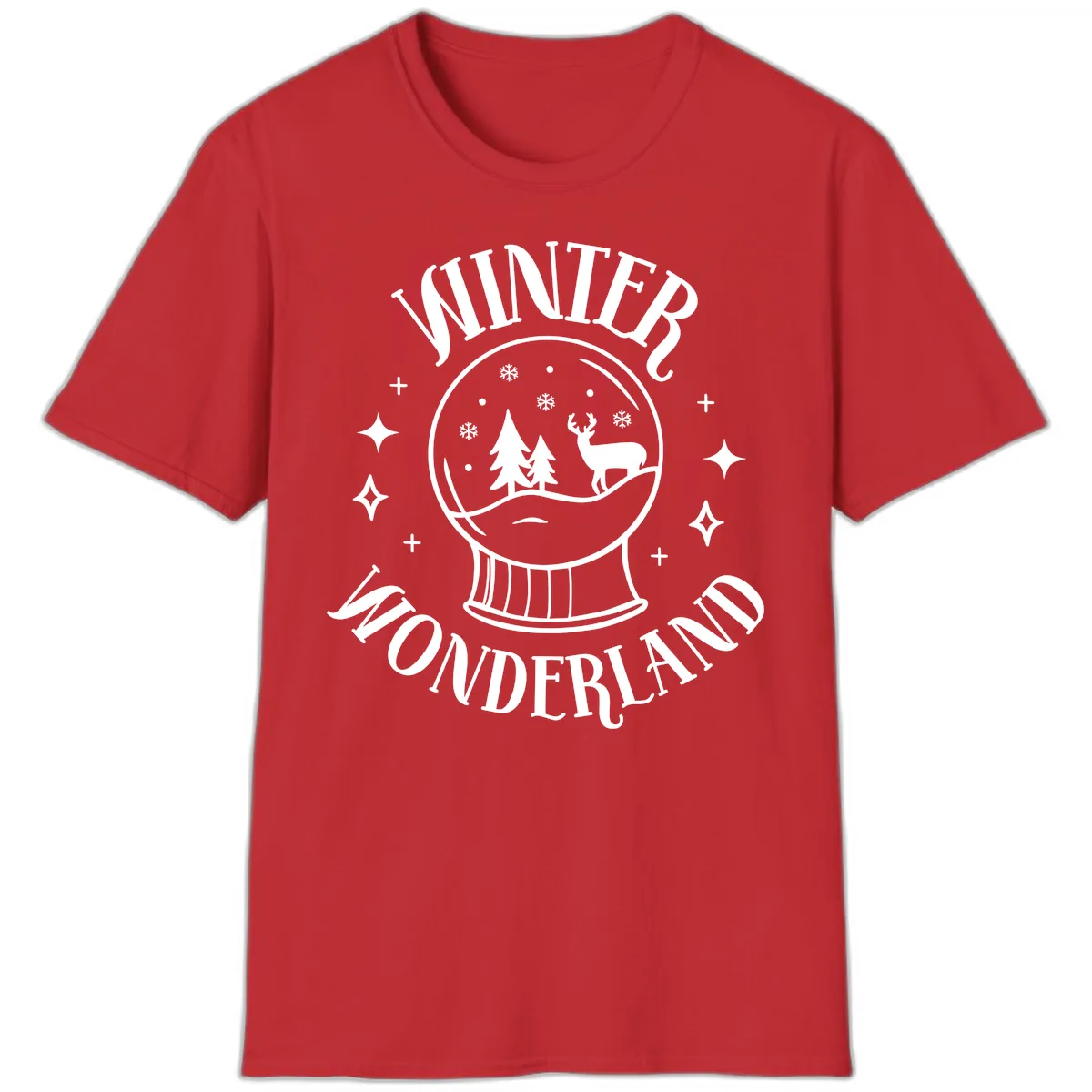 Winter Wonderland Snow Globe T-Shirt in Red
