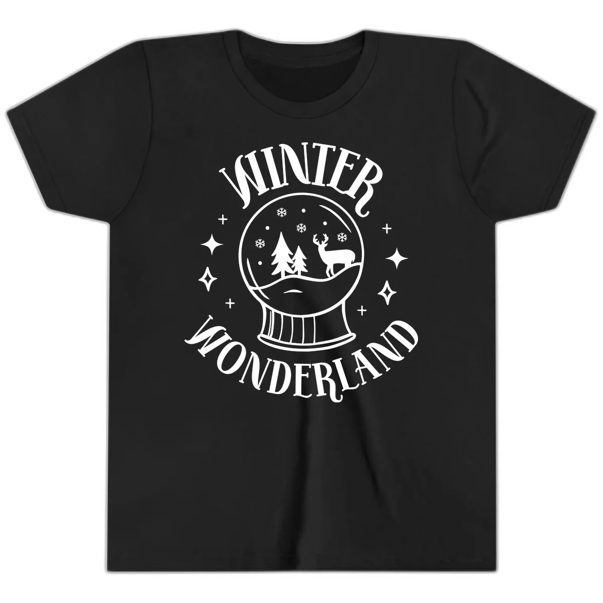 Winter Wonderland Snow Globe Youth T-Shirt in Black