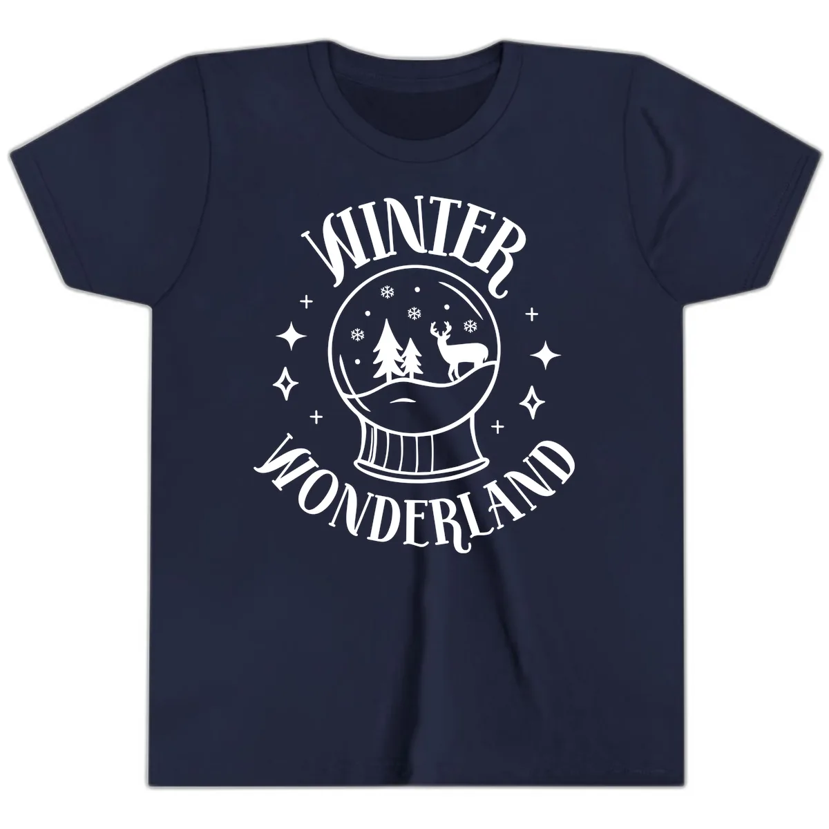 Winter Wonderland Snow Globe Youth T-Shirt in Navy