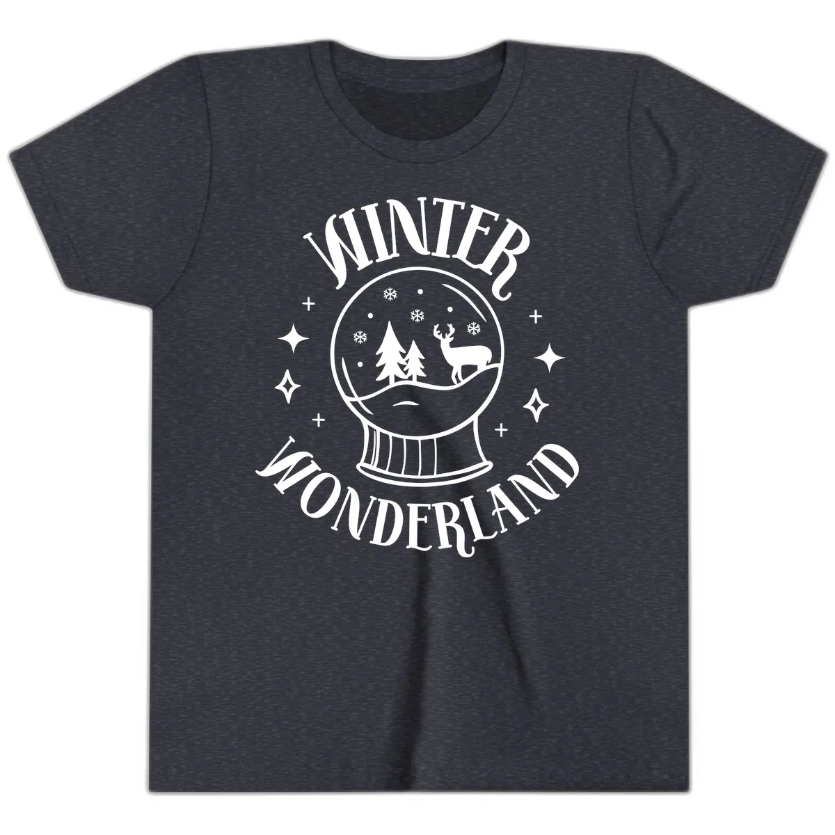 Winter Wonderland Snow Globe Youth T-Shirt in Heather Navy