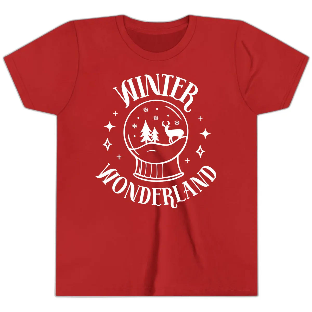 Winter Wonderland Snow Globe Youth T-Shirt in Red