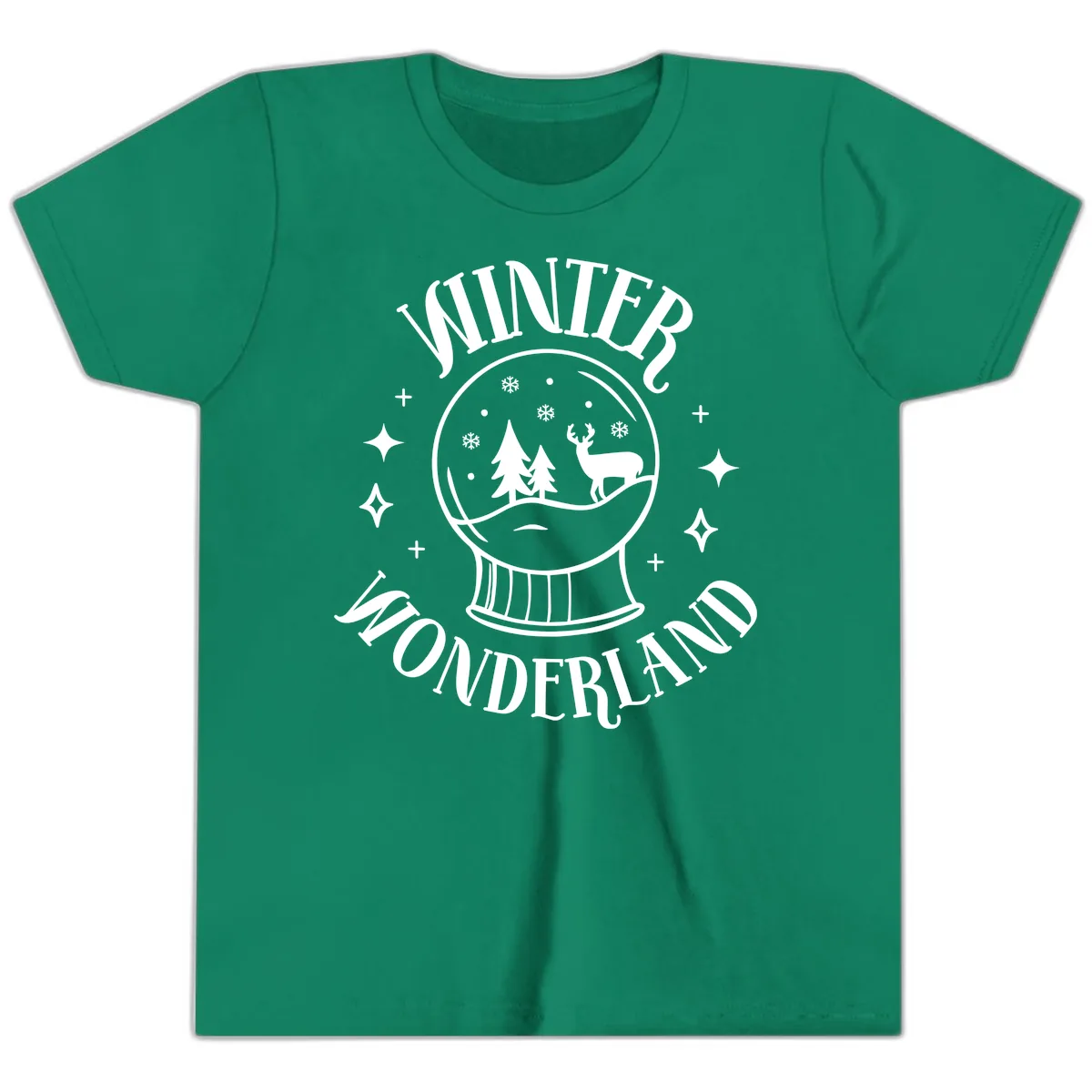 Winter Wonderland Snow Globe Youth T-Shirt in Kelly