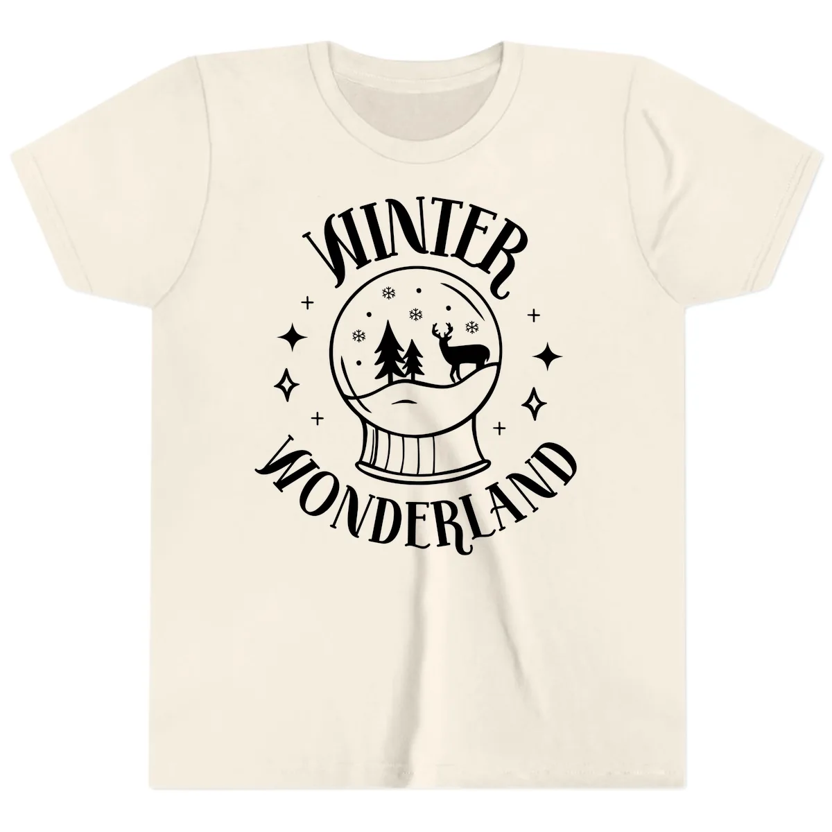 Winter Wonderland Snow Globe Youth T-Shirt in Natural