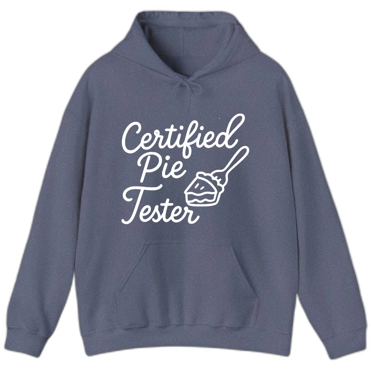 Certified Pie Tester Design Hoodie in Heather Navy