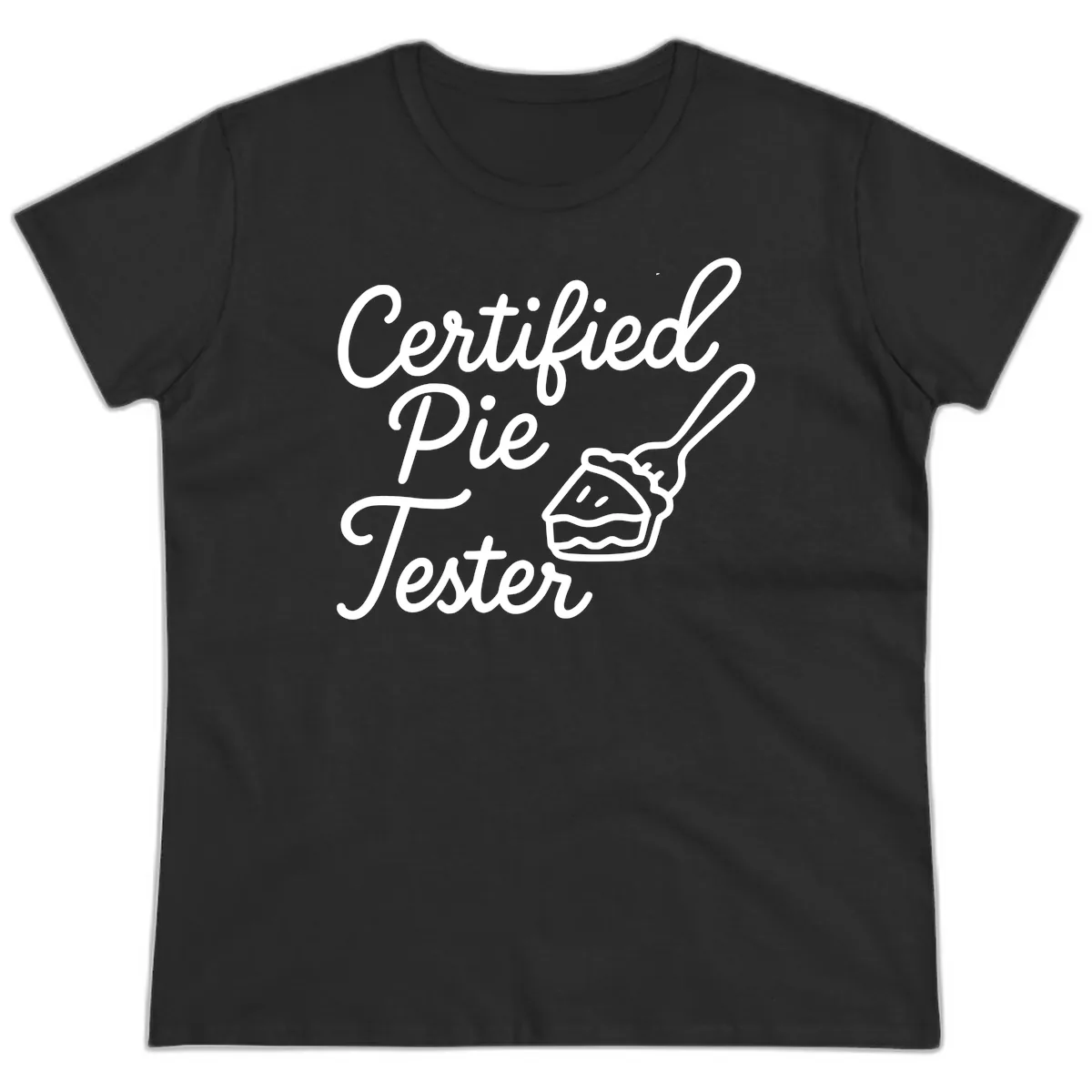 Certified Pie Tester Design Ladies Tee in Black